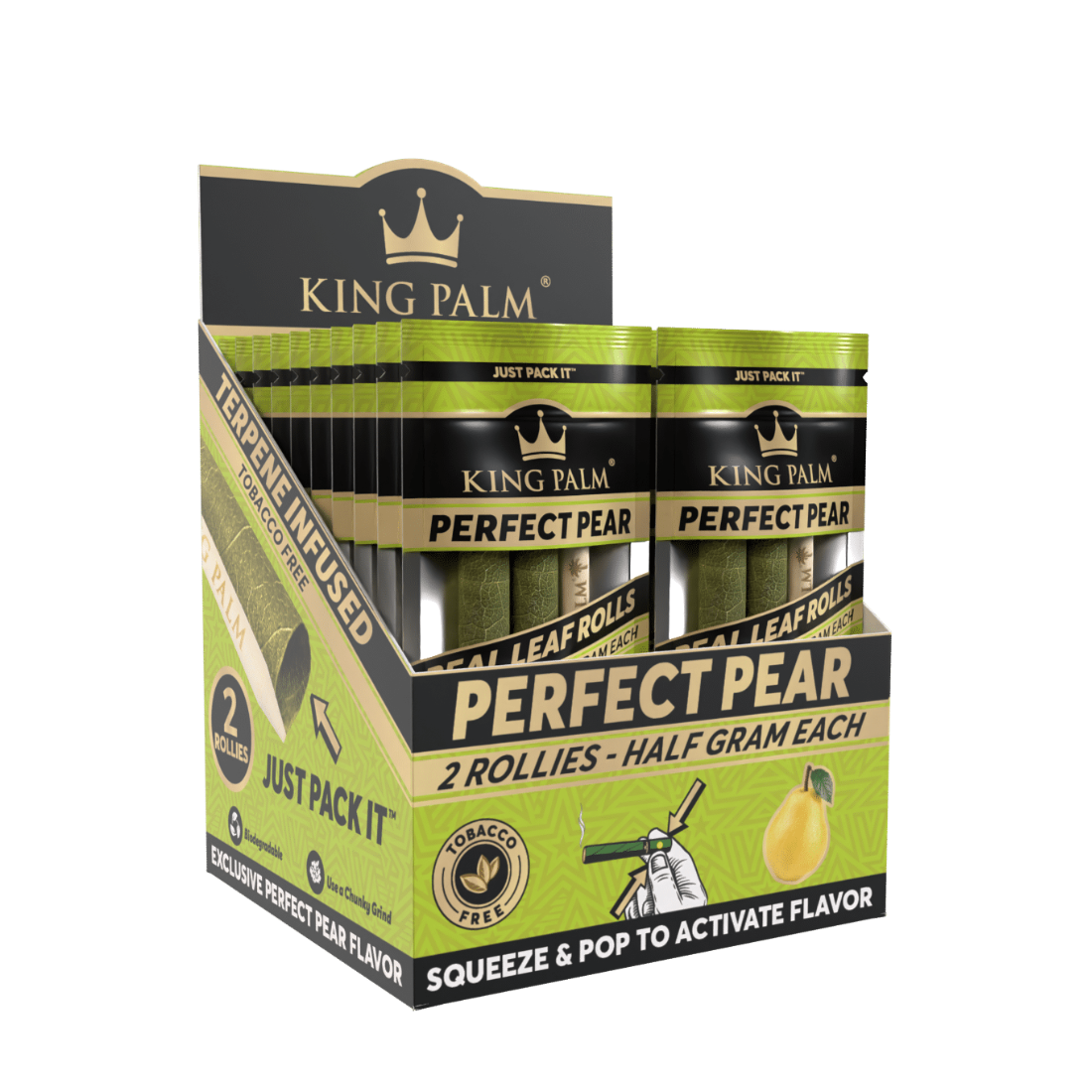 King Palm 2 Rollie Rolls Perfect Pear Display Box 20 Units Per Display