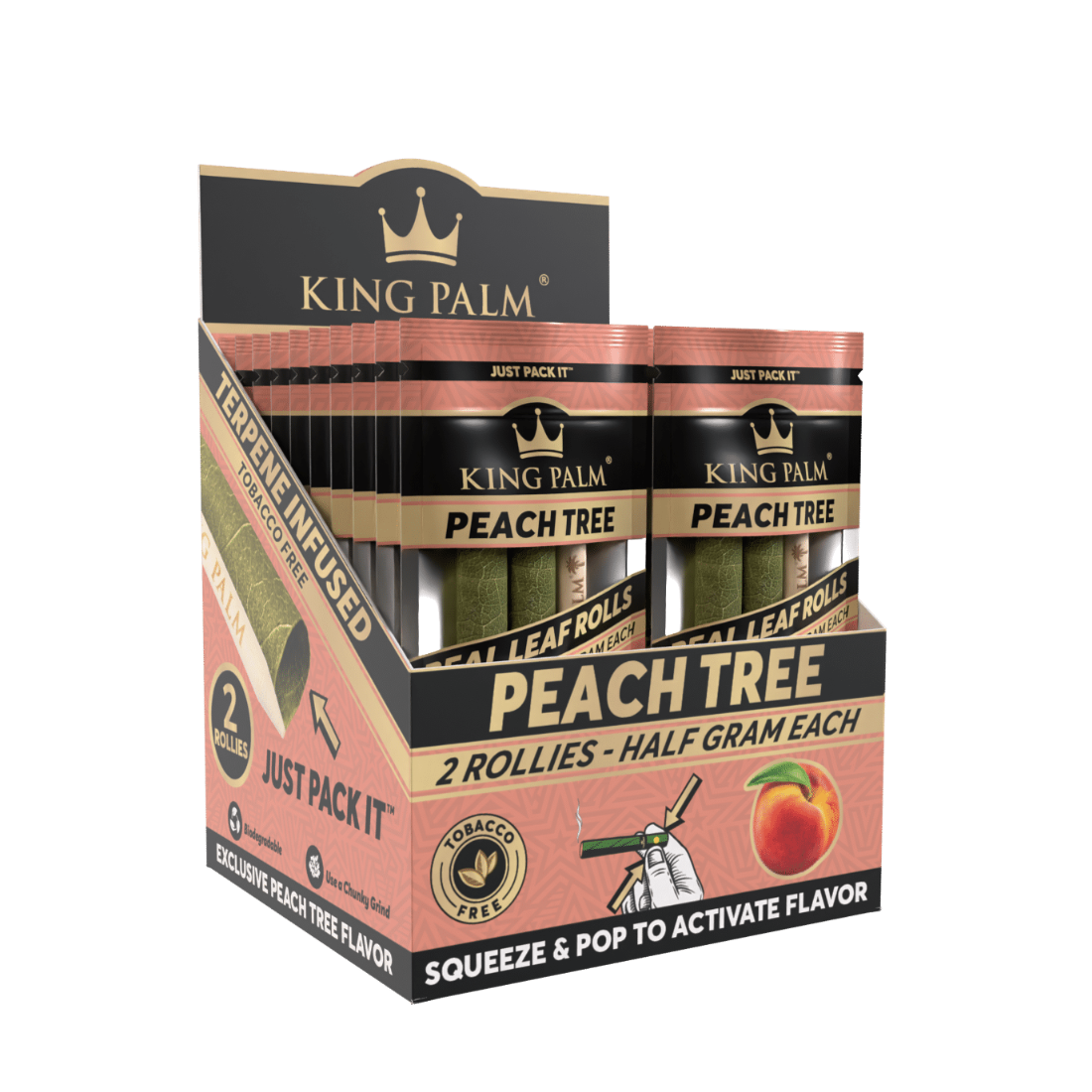 King Palm 2 Rollie Rolls Peach Tree Display Box 20 Units Per Display