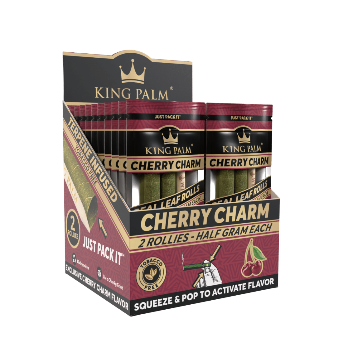 King Palm 2 Rollie Rolls Cherry Charm Display Box 20 Units Per Display